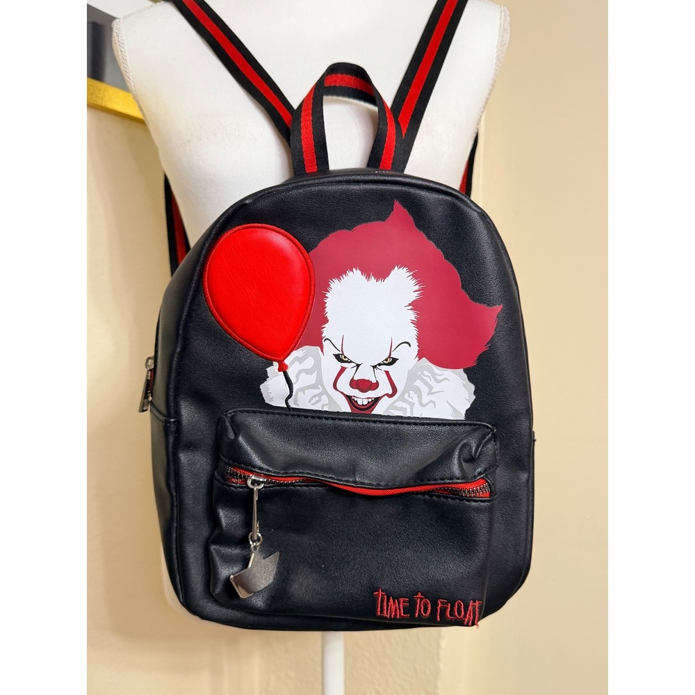 IT Pennywise Clown Mini Backpack Black Red Time To Float Horror Bag - Picture 1 of 4